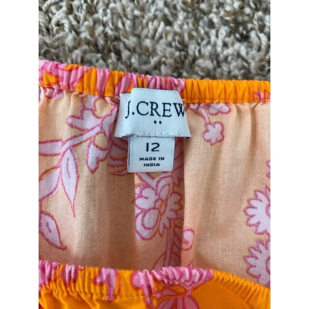 J.Crew Floral Mini Dress Size 12 Orange Pink Bold Print Romantic Cottagecore - Picture 7 of 12